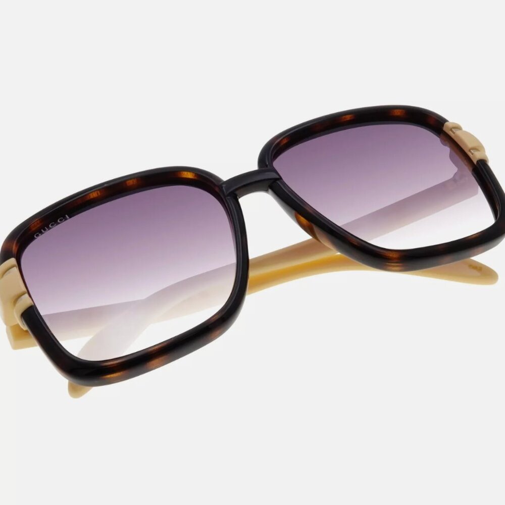 Gucci Butterfly Sunglasses Havana/Cream Gold Gradient Lens Women's - Picture 8 of 8